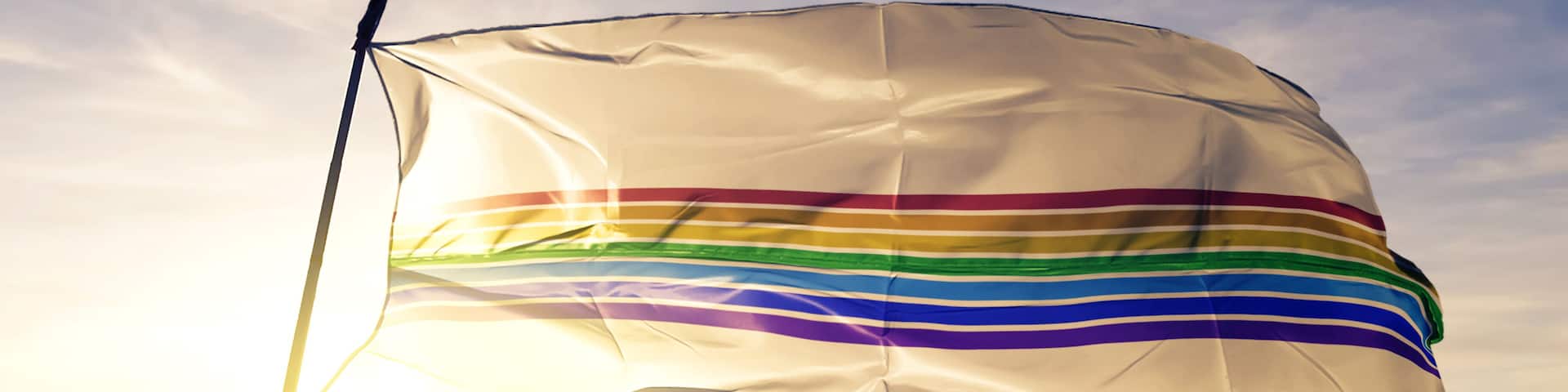 Jewish Autonomous oblast of Russia flag waving on the top sunrise mist fog