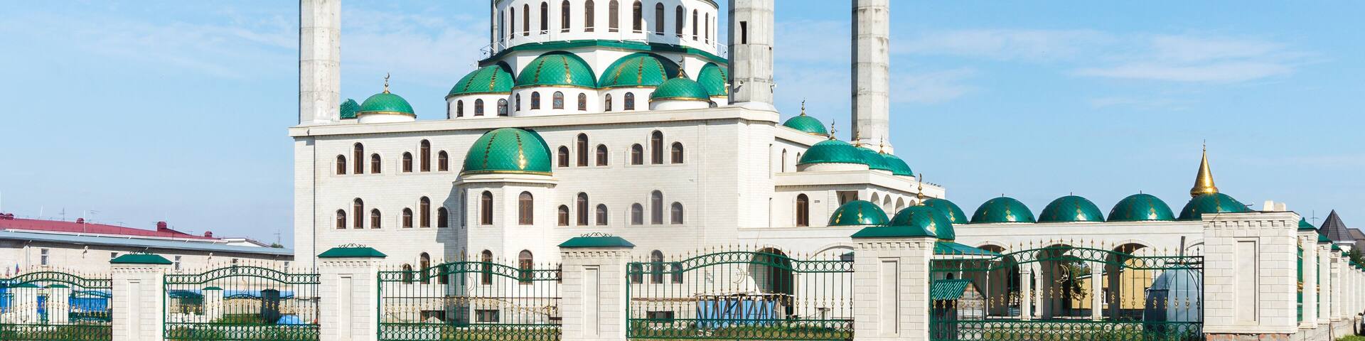 6712455 The cathedral mosque at sunny day in Cherkessk, Karachay-Cherkessia, Russia
