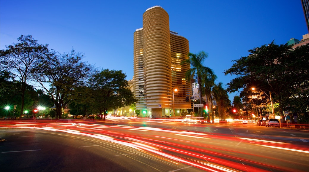 Niemeyer Building featuring night scenes and a city