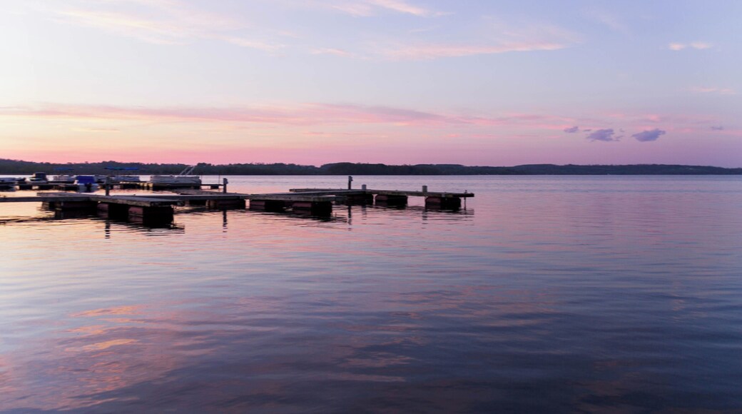 On the little dock behind the LCBO, right beside the park.