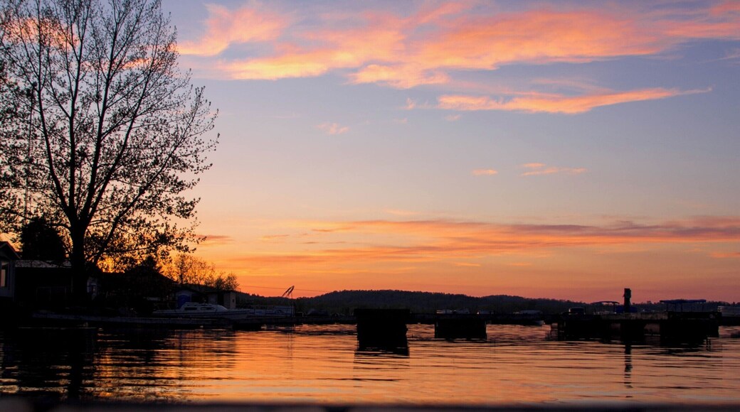 On the little dock behind the LCBO, right beside the park.
