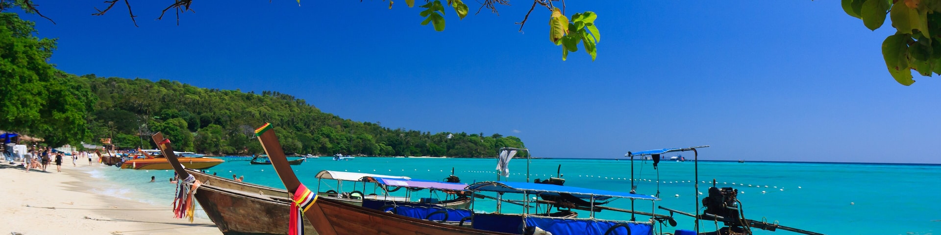 Phi Phi Island - Traditional longtail boat on the east of Tonsai Bay , Thailand; Shutterstock ID 101935984; Purchase Order: SP-2451; Order Number: Image Research - Ko Phi Phi 2020; Client/Licensee: Ho