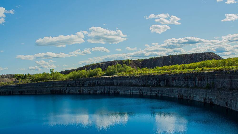 Beautiful scenery of Marmora Mine in Ontario, Canada under a cloudy sky