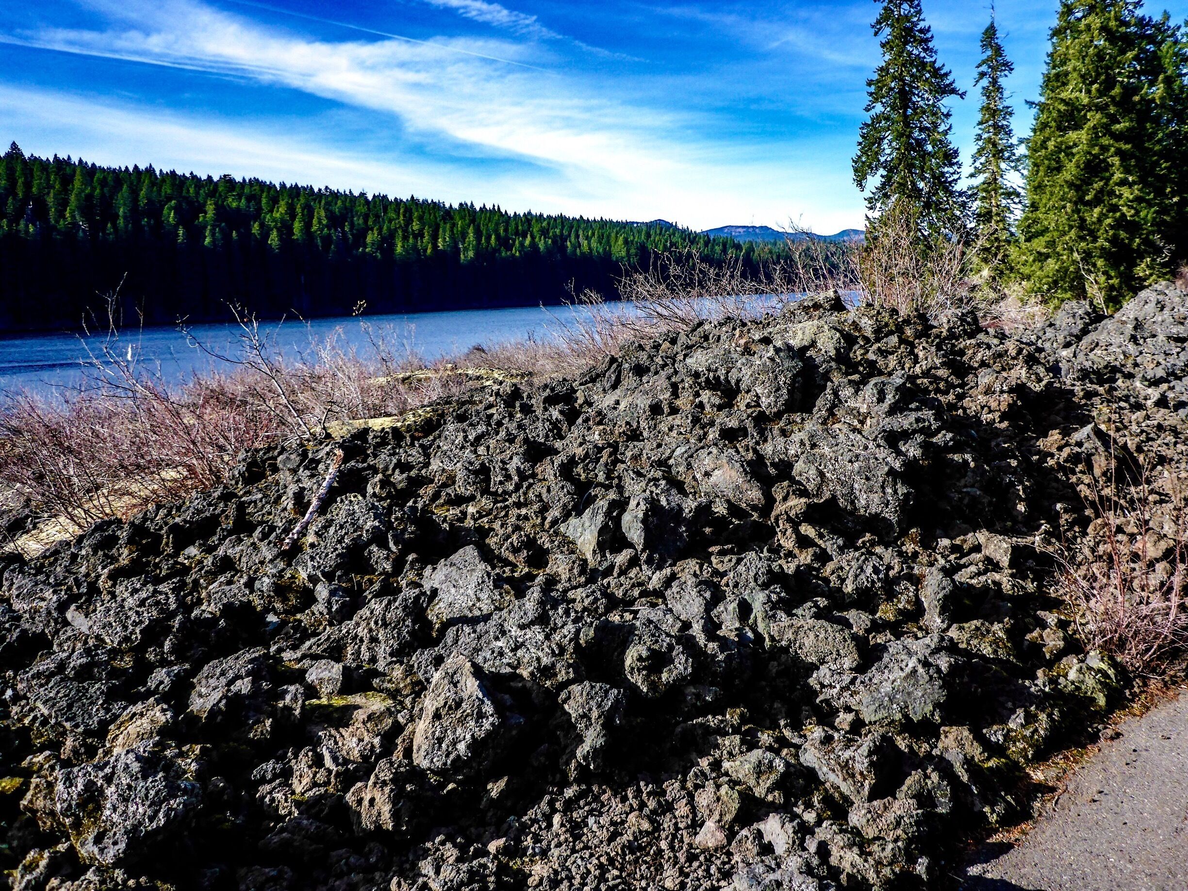 Certain portions of the path leave little doubt about the lake's origin.