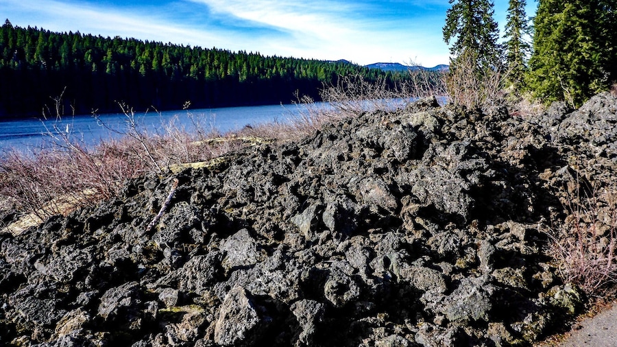 Certain portions of the path leave little doubt about the lake's origin.