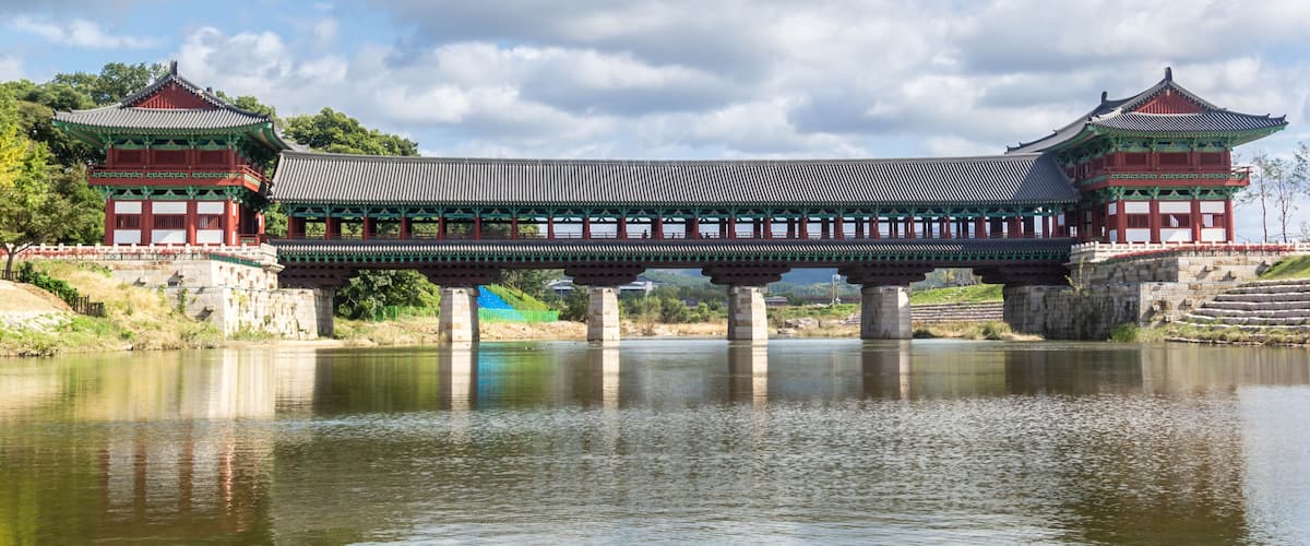 Woljeong bridge crossing the river in Gyeongju