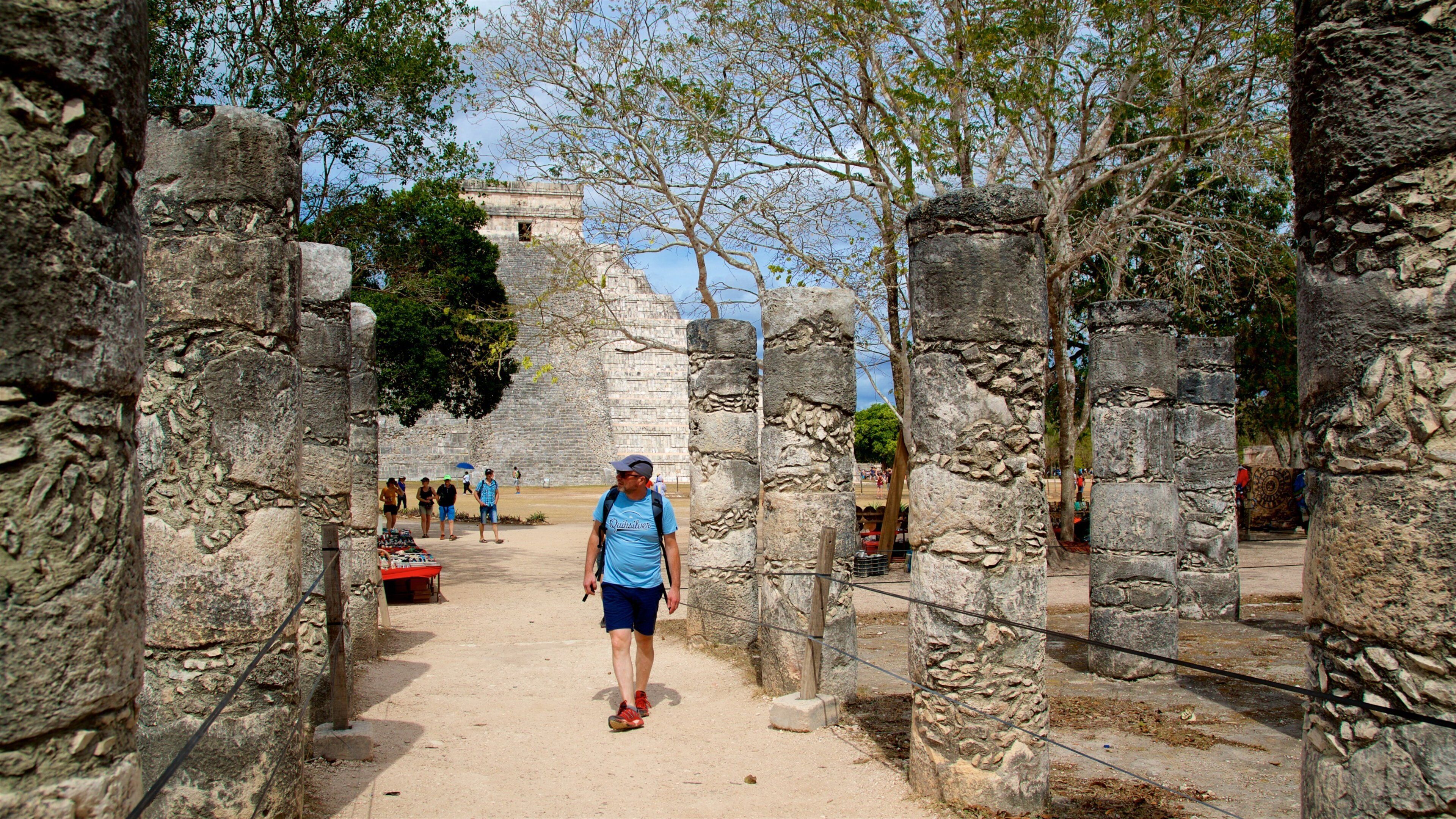 Court of the Thousand Columns showing heritage architecture and heritage elements as well as an individual male