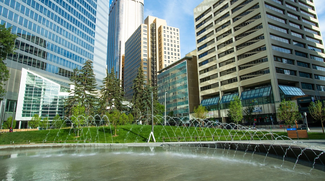 Beltline showing a city, a skyscraper and a fountain