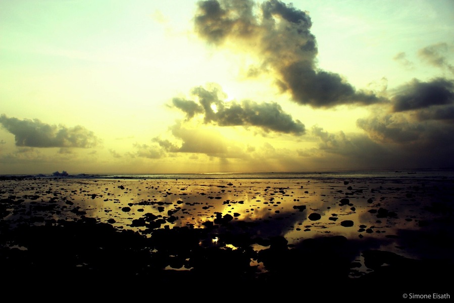 Sunset over White Beach in Pangandaran, Java, Indonesia