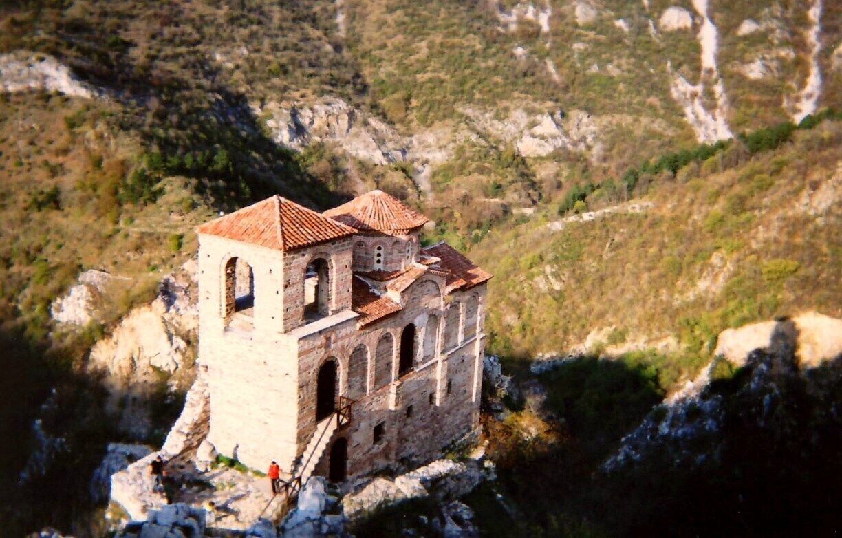Asen's Fortress is a medieval fortress in the Rhodope Mountains close to the Bulgarian town of Asenovgrad. 

I love how the church sits high in the rocks. 