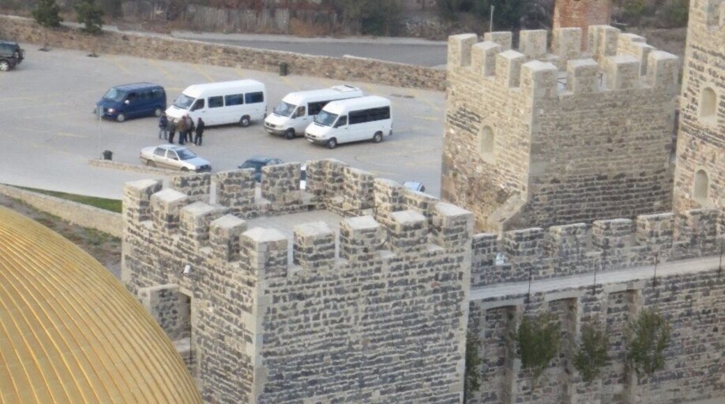 Looking down at some tourists in the courtyard of the Rabati Fortress, near the city of Akhaltsikhe, Georgia.
This is a fortress that was important in the Ottoman era.