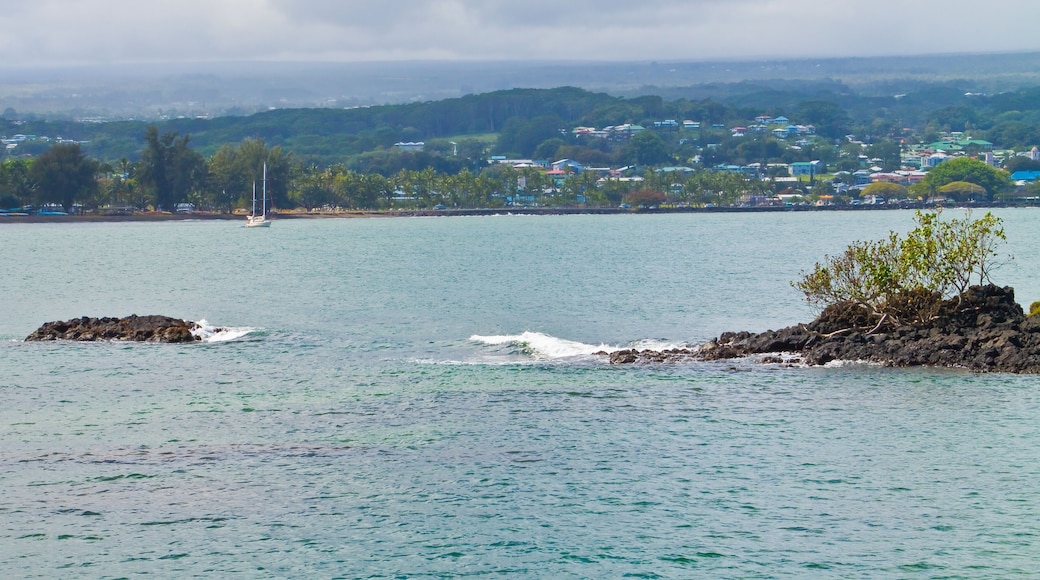 Downtown Hilo Waterfront Across Hilo Bay From Coconut Island Park, Hilo, Hawaii Island, Hawaii, USA
