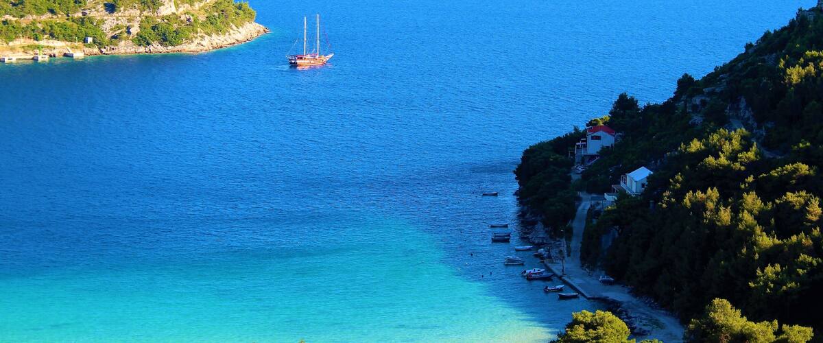 Very beautiful views of Mljet Island, Croatia! I took this photo from a restaurant balcony in Prapratno village. It shows the beautiful Prapratno Bay, as well. Located on Peljesac peninsula it's just 3 KM from the historic town of Ston. This whole area is a spectacular place to visit, with great sea, mountains and old architecture.