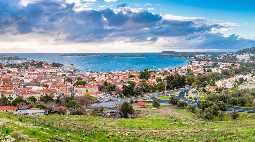 Foca Town view from hill in Turkey