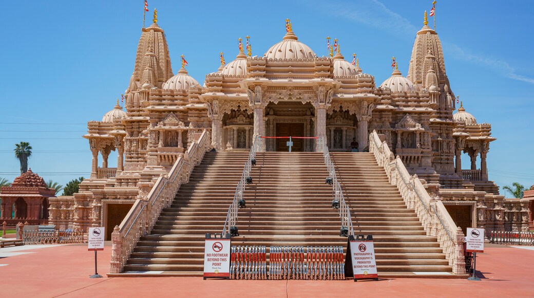 Exterior view of the famous BAPS Shri Swaminarayan Mandir