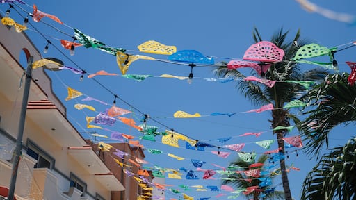 Festive Picado Banners Hung Up For Cinco De Mayo in Cancun, Mexico