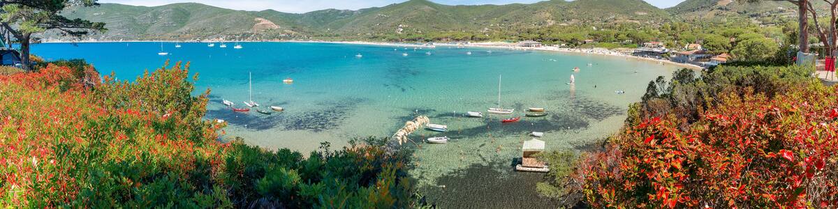 Landscape with Laconella beach, Lacona region, Elba Island, Tuscany, Italy