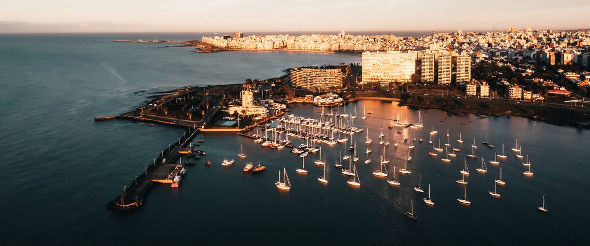 Puerto del Buceo, Montevideo, Uruguay. Aerial view of the city.