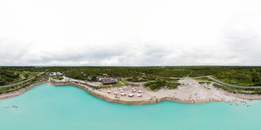 Spherical panorama 360 degrees of Blue Hole in Caiçara, Cruz, Ceara on a tour from Jericoacoara
