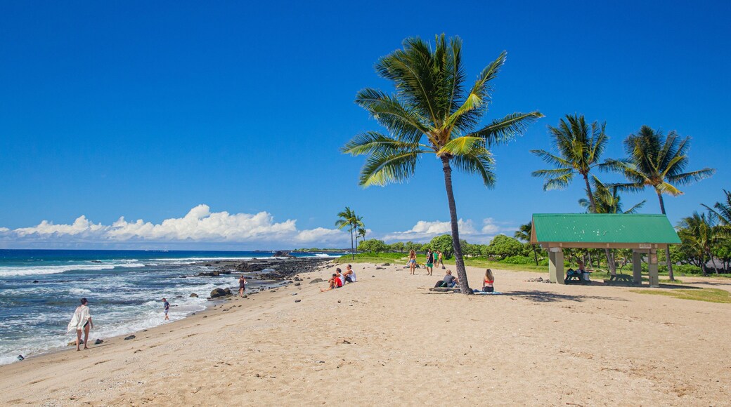 Old Kona Airport State Recreation Area featuring tropical scenes, general coastal views and a beach
