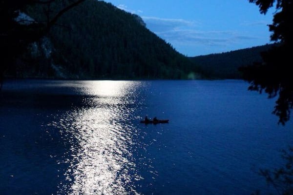 Full moon canoe on Cliff Lake.