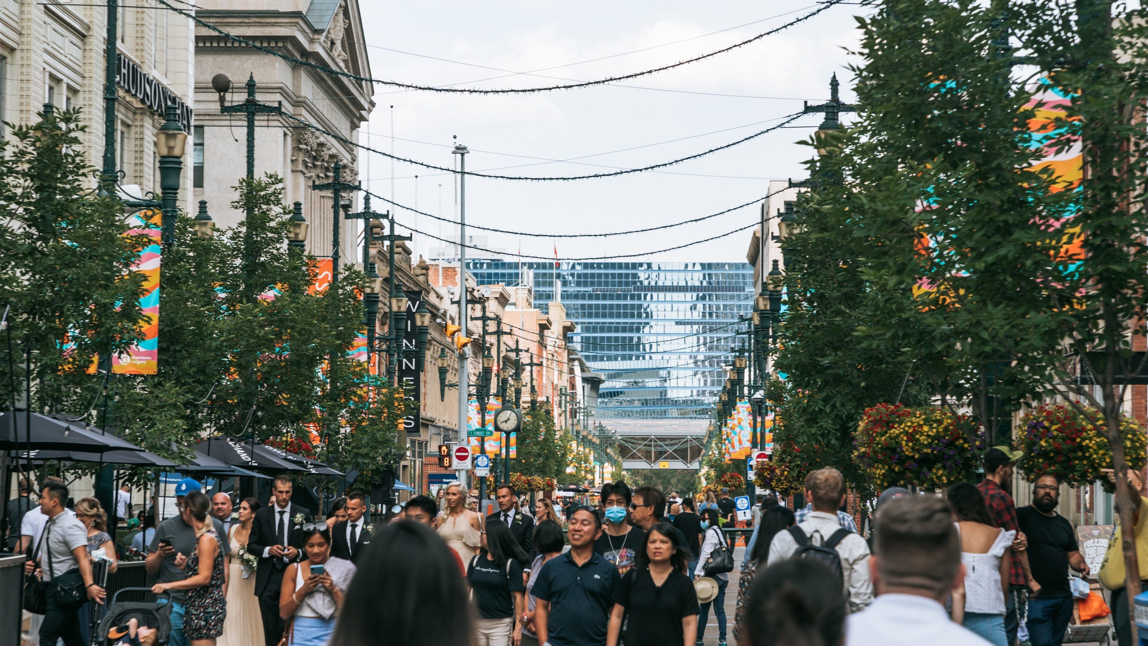 Stephen Avenue featuring a city and street scenes