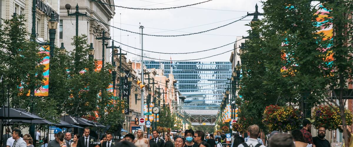 Stephen Avenue featuring a city and street scenes