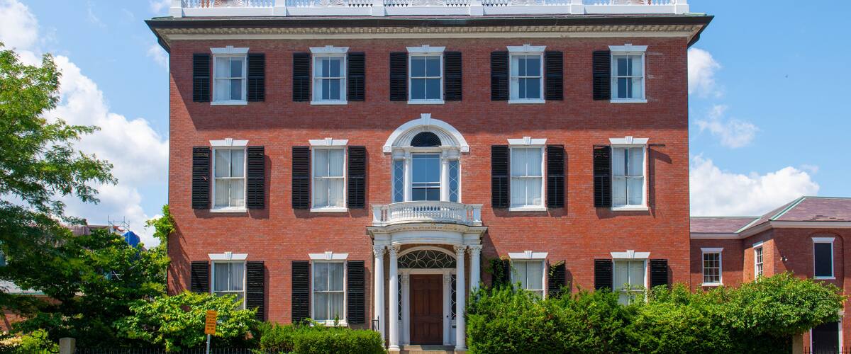 Andrew Safford House with Federal style at 13 Washington Square West in Historic city center of Salem, Massachusetts MA, USA. Now this building belongs to Peabody Essex Museum.