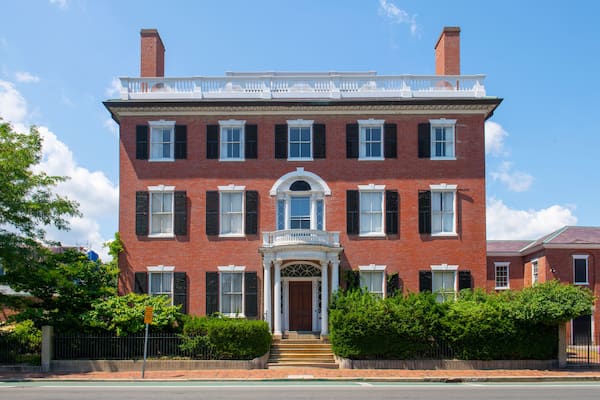 Andrew Safford House with Federal style at 13 Washington Square West in Historic city center of Salem, Massachusetts MA, USA. Now this building belongs to Peabody Essex Museum.