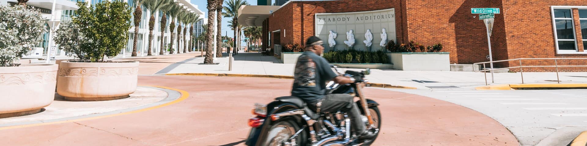 Peabody Auditorium which includes motorcycle riding