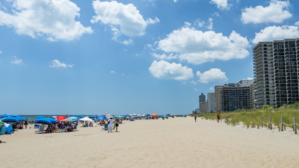 North Ocean City which includes a sandy beach, general coastal views and a coastal town