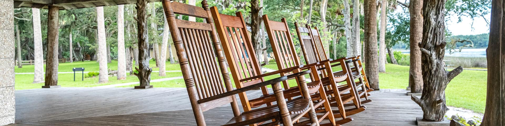Rocking chairs at a cabin