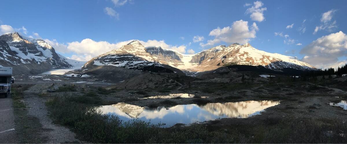 Our view in the morning over the Athabasca Glacier.