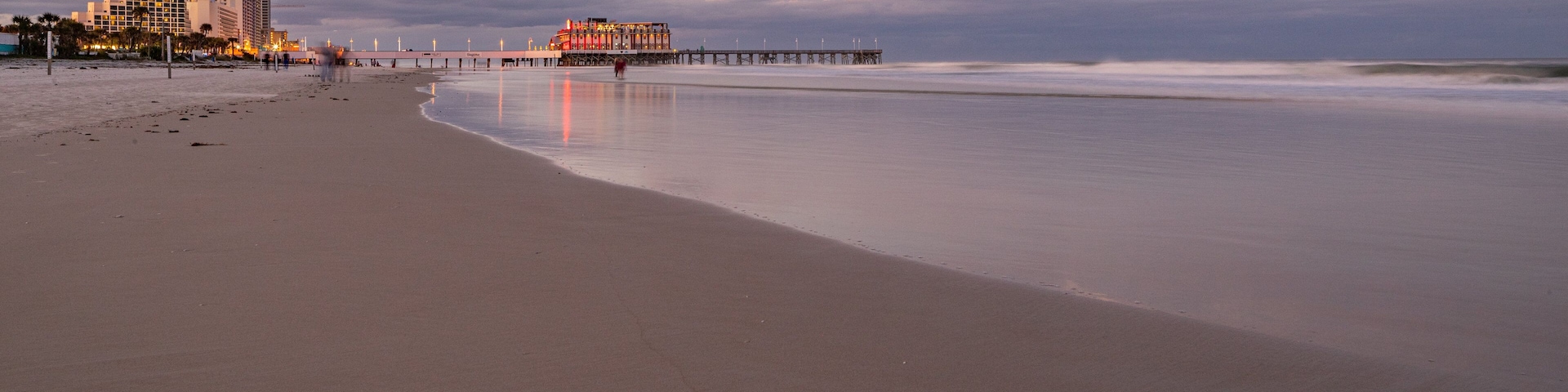 Beach at Daytona Beach which includes a beach, a sunset and general coastal views