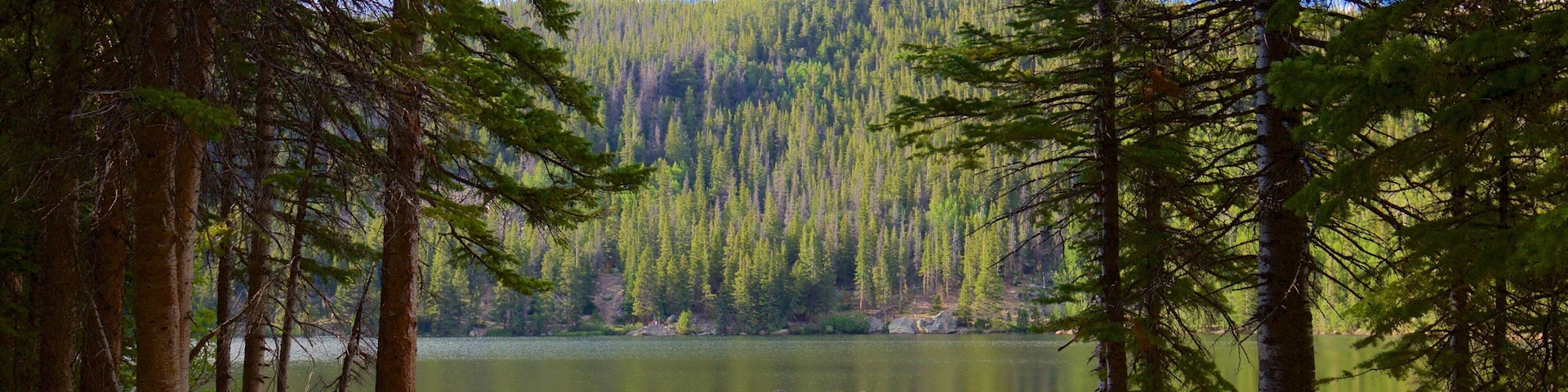 Sendero Bear Lake ofreciendo un lago o laguna y también un grupo pequeño de personas