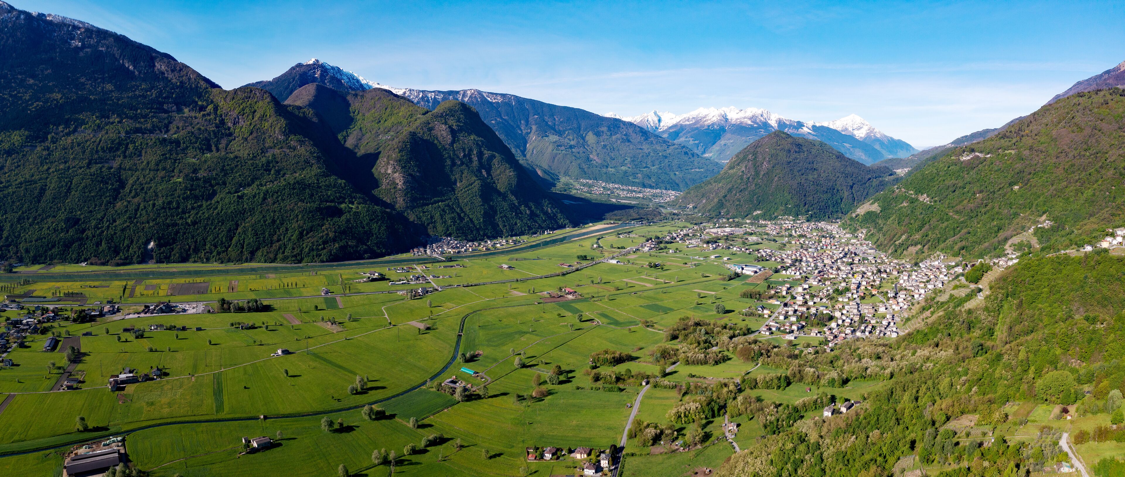 Aerial view of the media Valtellina in the Ardenno area, Italy