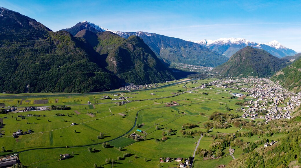 Aerial view of the media Valtellina in the Ardenno area, Italy