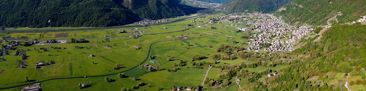 Aerial view of the media Valtellina in the Ardenno area, Italy