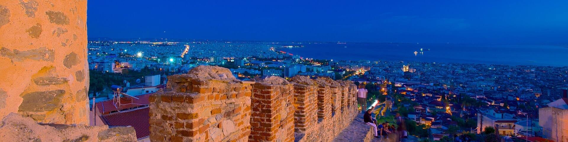 Byzantine Walls showing a castle, a city and night scenes