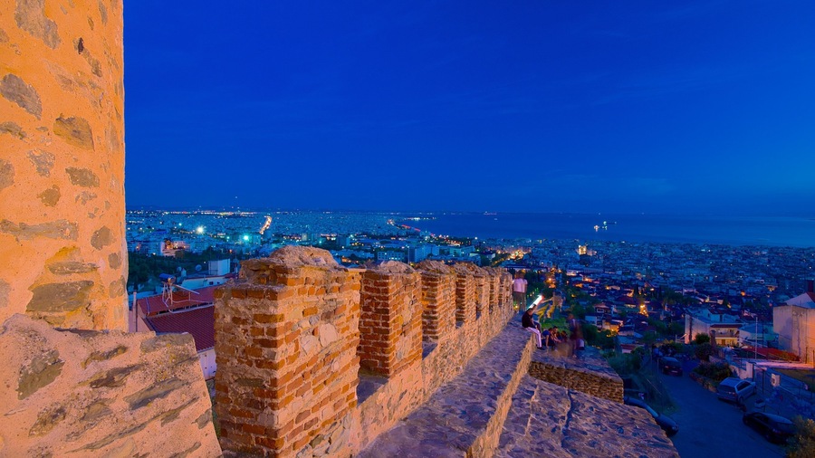 Byzantine Walls showing château or palace, general coastal views and night scenes