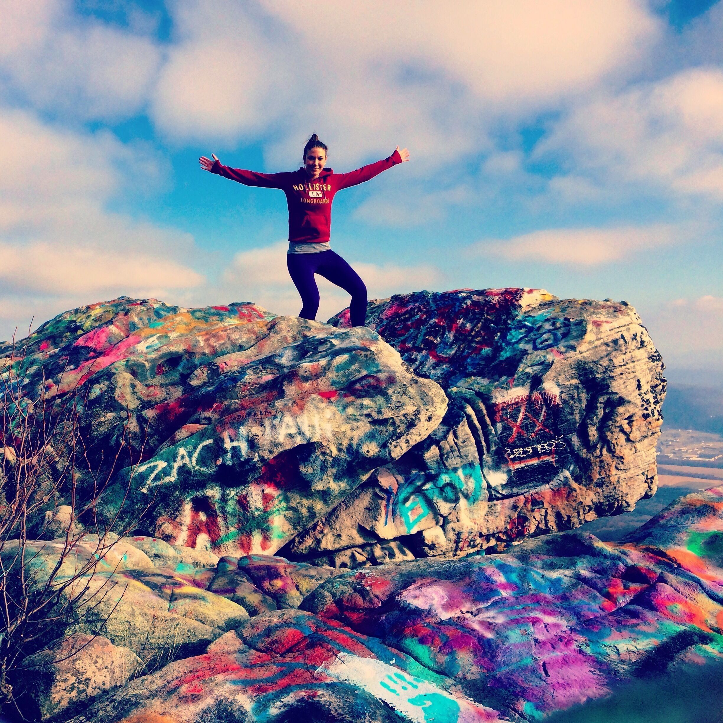 Dan's mountain overlook. Completely destroyed by graffiti, but still kind of beautiful. 