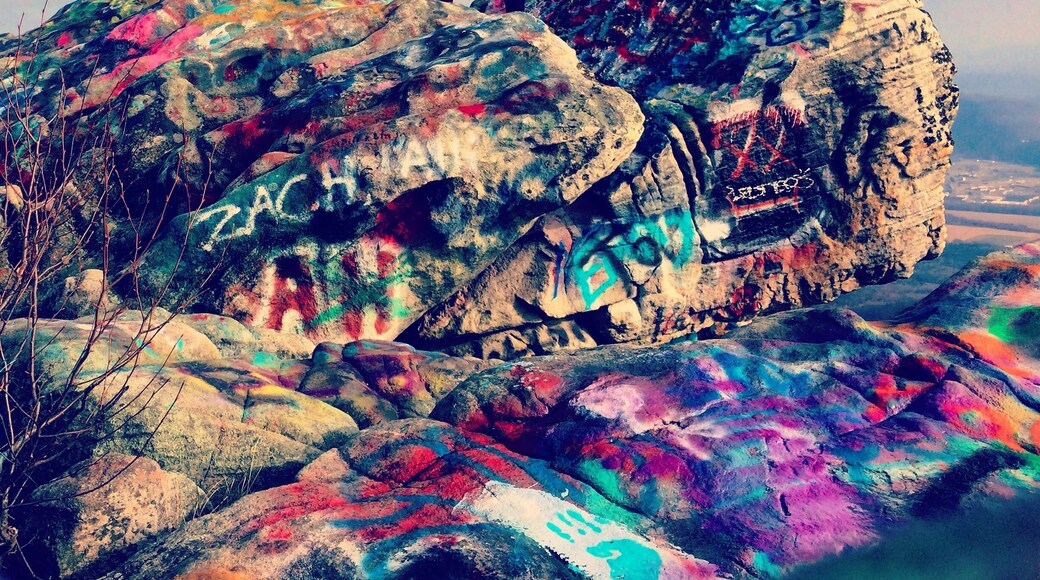 Dan's mountain overlook. Completely destroyed by graffiti, but still kind of beautiful.