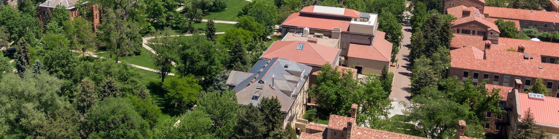 Aerial of Colorado University Boulder, Colorado, United States of America.