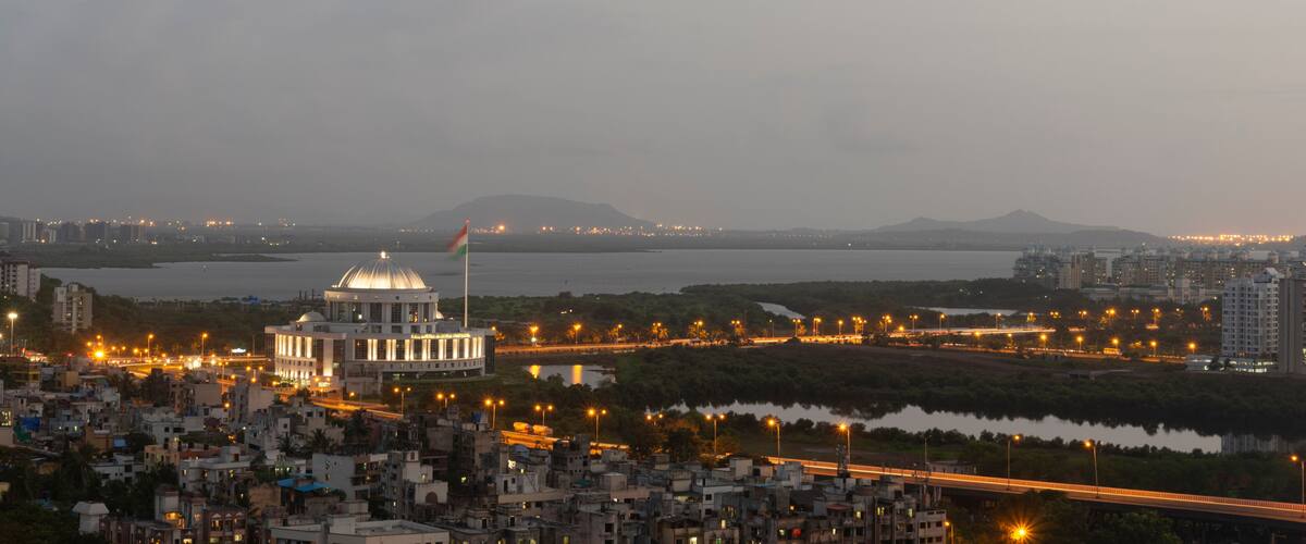View of Navi mumbai city from Parsik Hill,Belapur,Navi Mumbai,Maharashtra,India