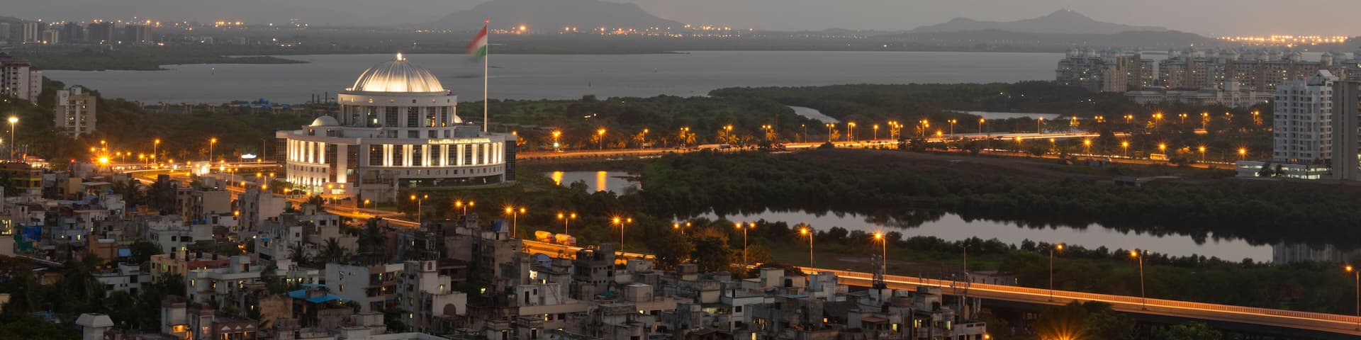 View of Navi mumbai city from Parsik Hill,Belapur,Navi Mumbai,Maharashtra,India