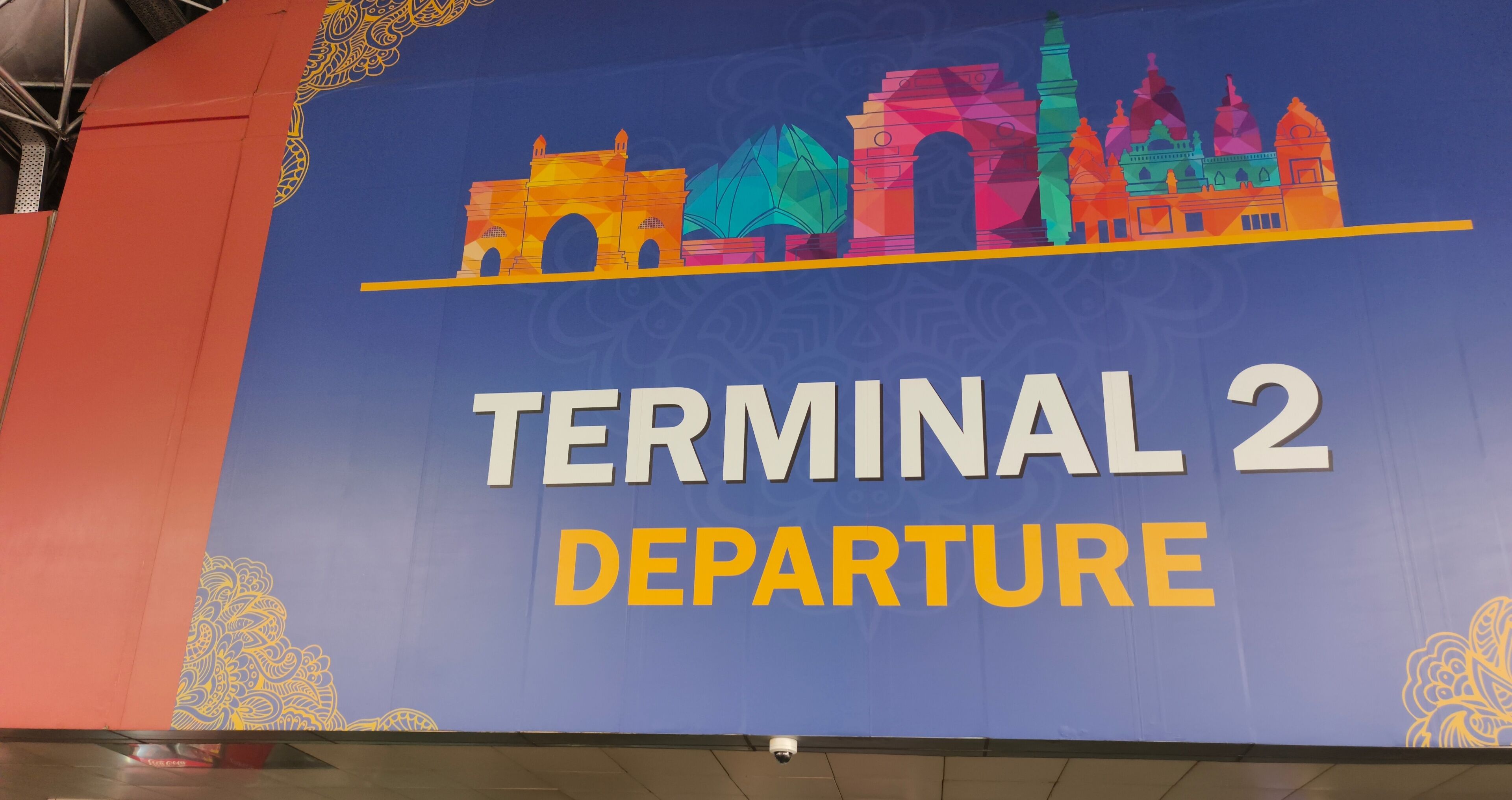Terminal 2 Departure - Signage at Airport Terminal in Delhi