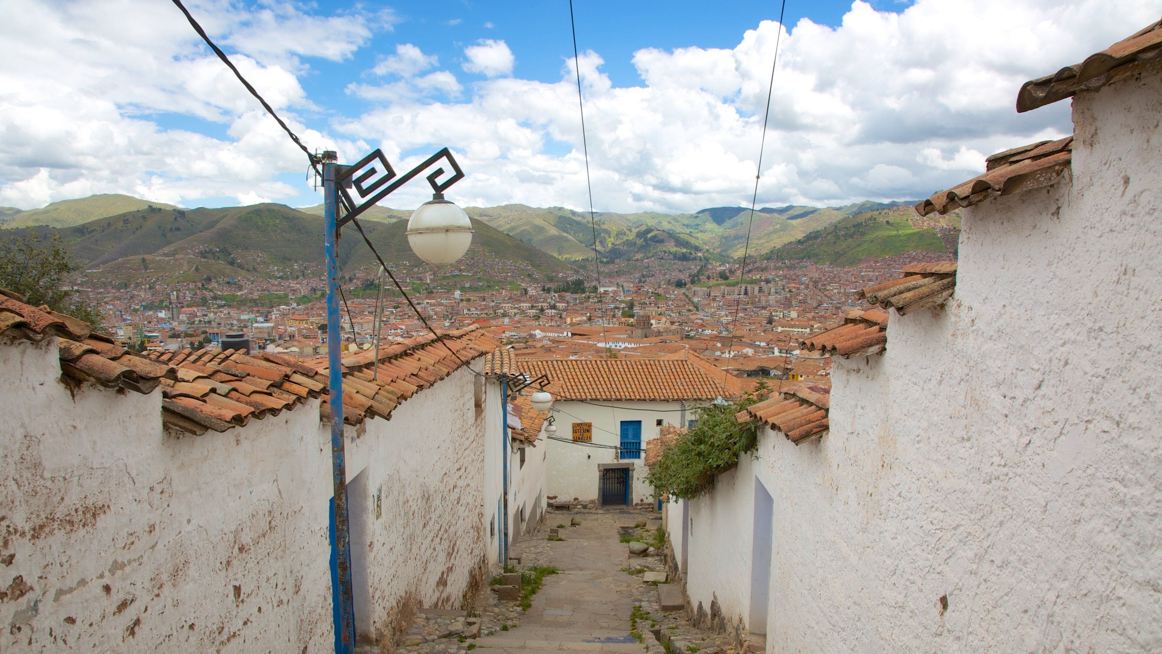 San Blas showing landscape views and a city