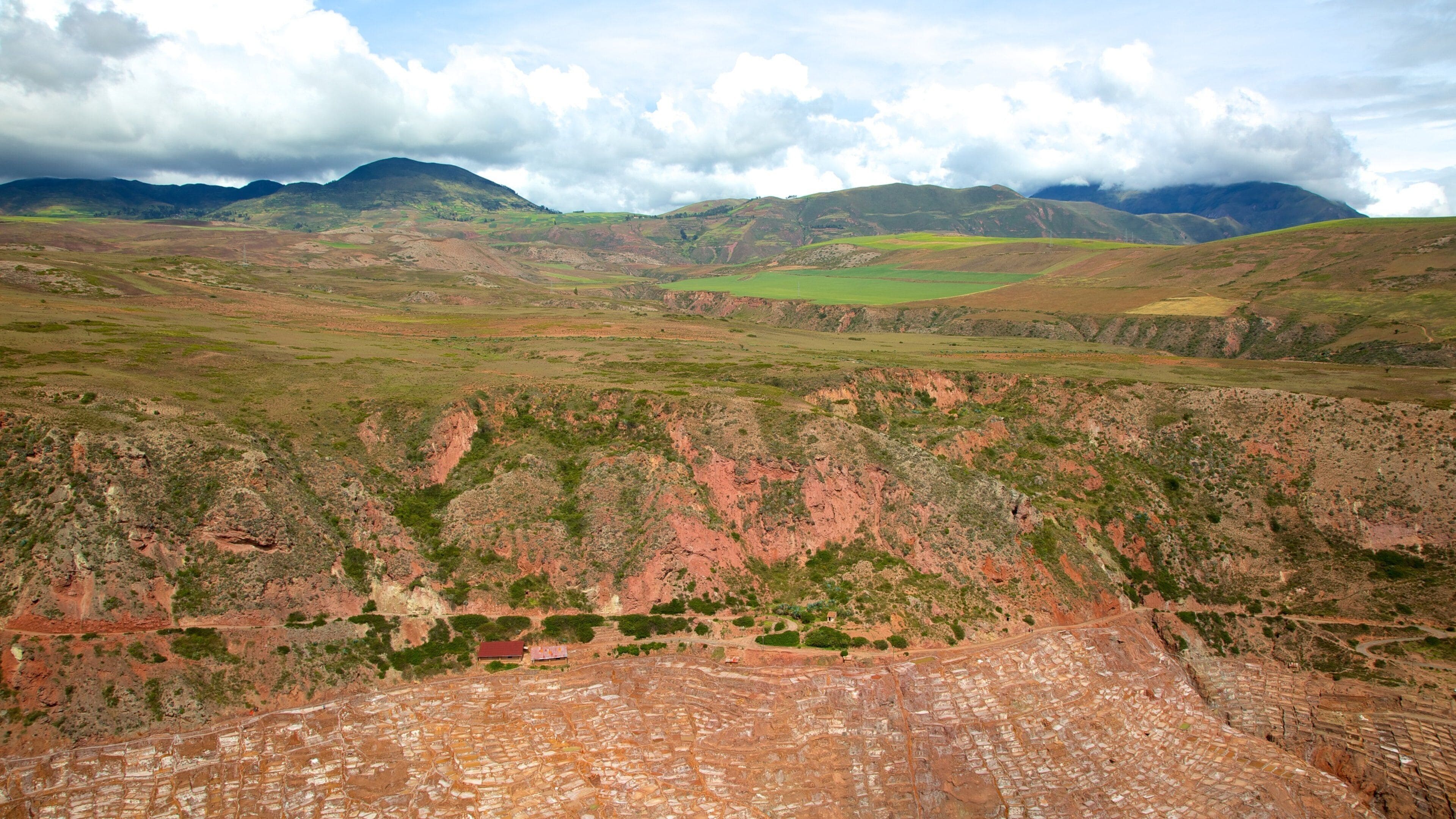 Salt Mines Of Maras featuring landscape views