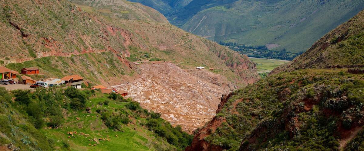 Salt Mines Of Maras showing mountains