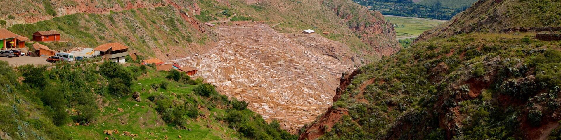 Salt Mines Of Maras showing mountains